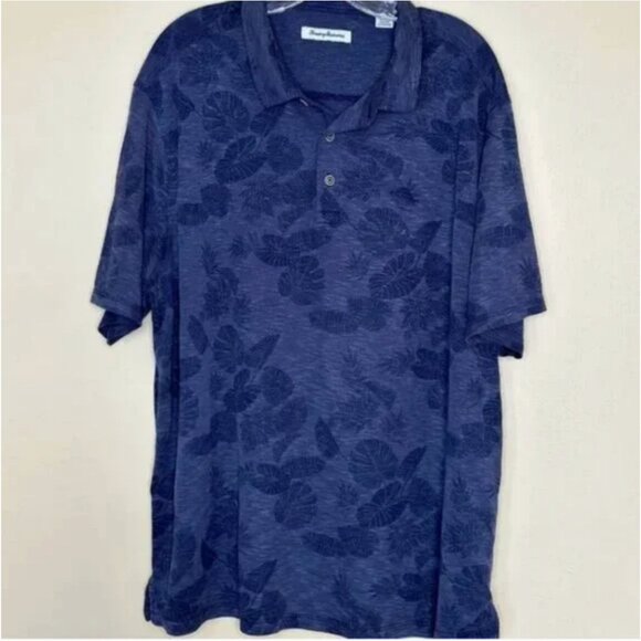 Tommy Bahama Men's Tropical Print Short Sleeve Blue Polo Size XL - Picture 2 of 6